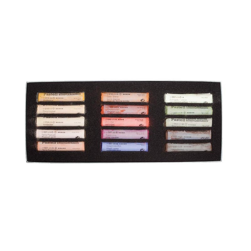 Schmincke - Pastels, 15 colors Portrait, 77 415 097, boxed set with 15 pastels, handmade pastels, brilliant, velvety matt, highly lightfast colors - Image 2